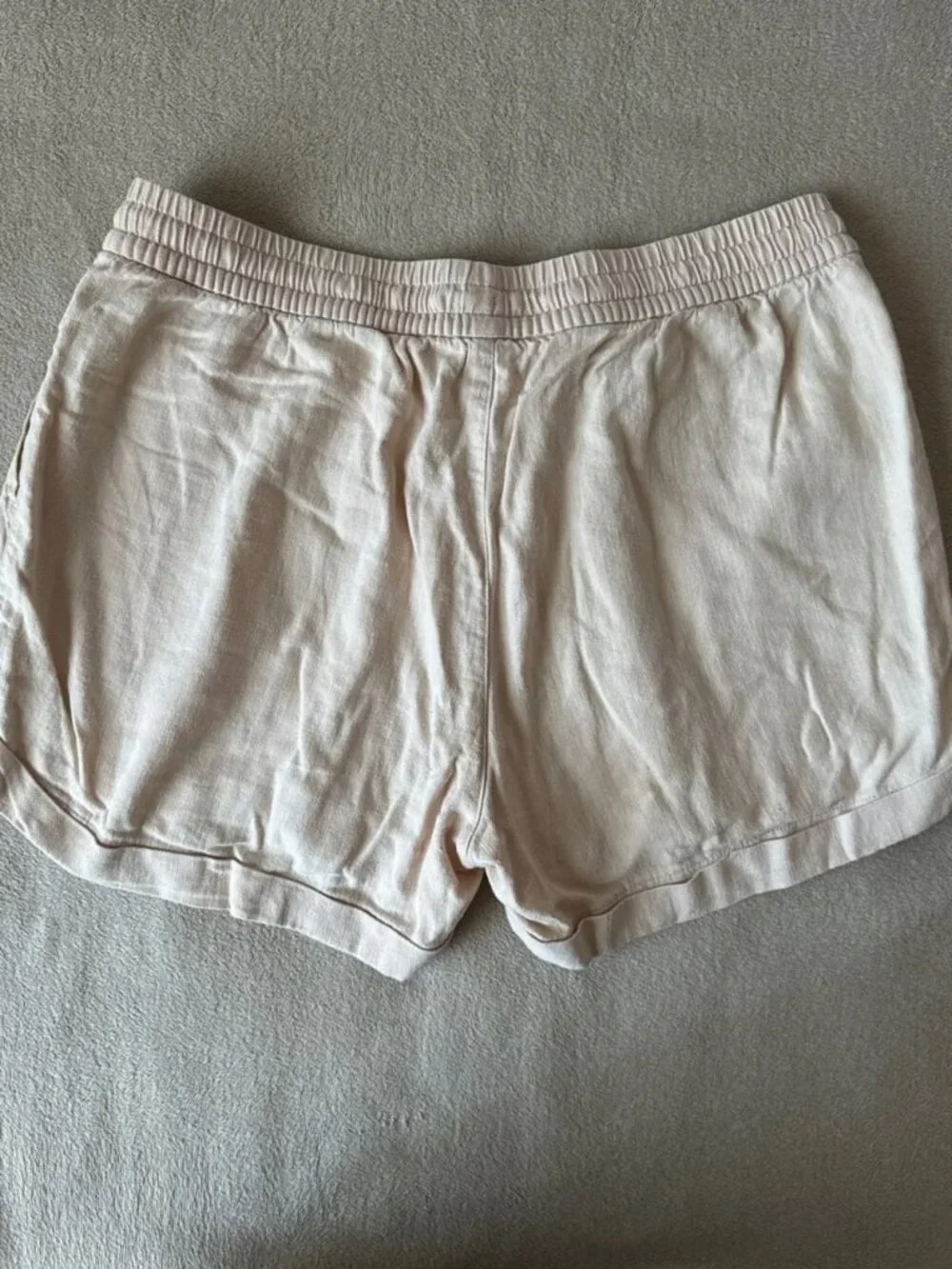 Women's Beige Linen Blend Shorts Size M